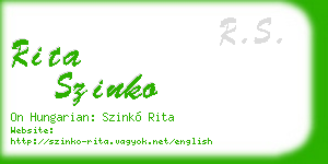rita szinko business card
